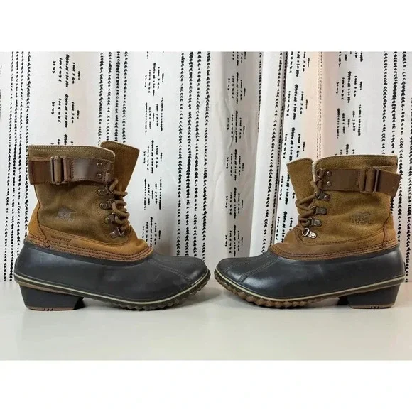 Sorel Women's Brown Leather Fancy Lace II Winter Snow Boots Size 10 Preppy Hike - Picture 8 of 15